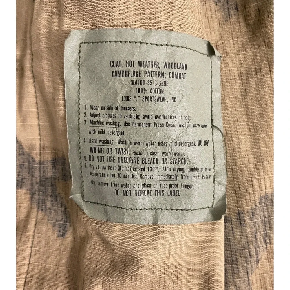 Vintage US Military Woodland Camo BDU Field Jacket Large Regular 1985 Ripstop - Picture 12 of 12